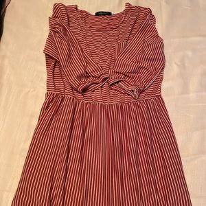 dusty red striped midi dress